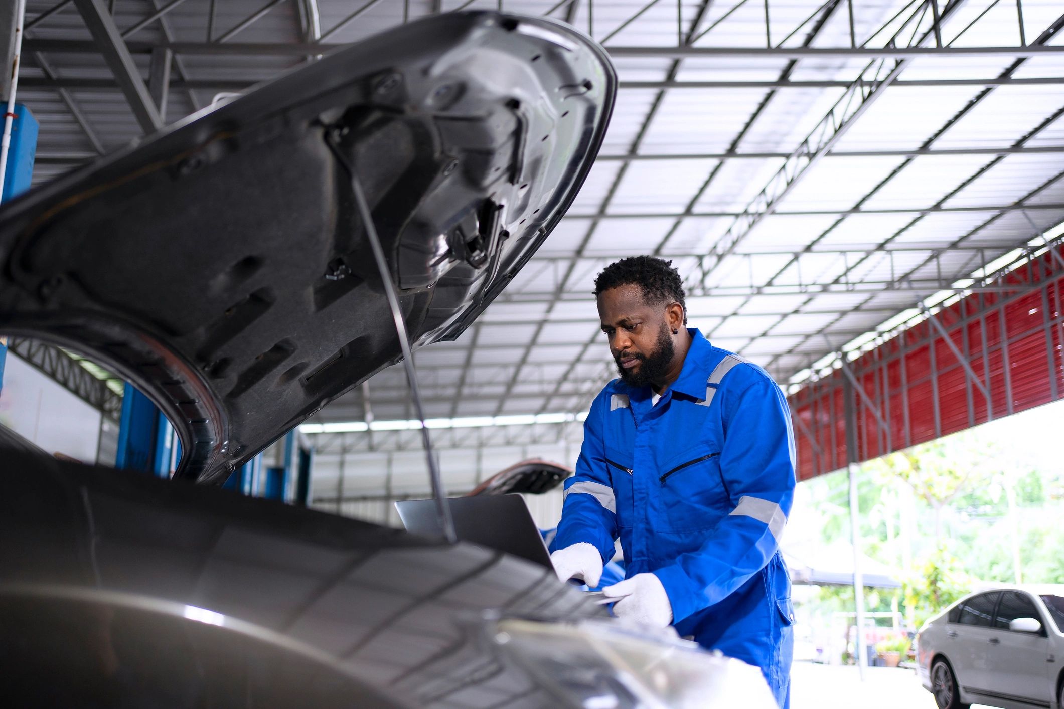 Mechanic working in an auto repair shop